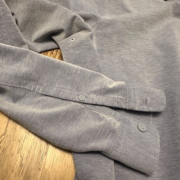 Lululemon Commission Shirt Mens M Gray Stretch Travel Button Down Hidden Pocket - Picture 5 of 12